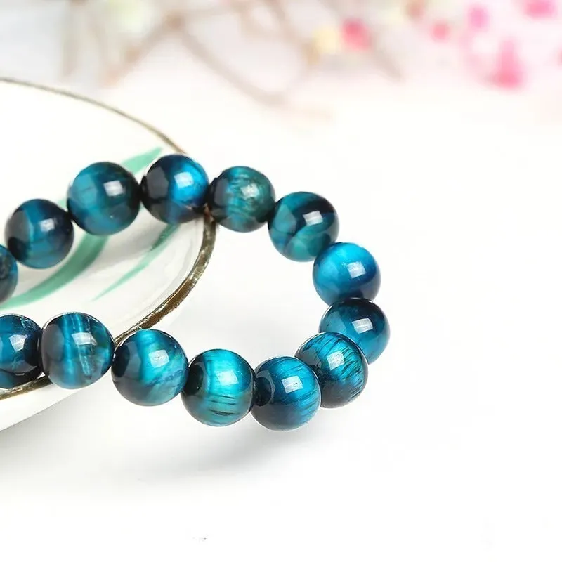 JD High Quality Blue Tiger Eye Buddha Bracelets Women Men Natural Stone Round Bead Stretch Yoga Meditation Bangles Jewelry Gift