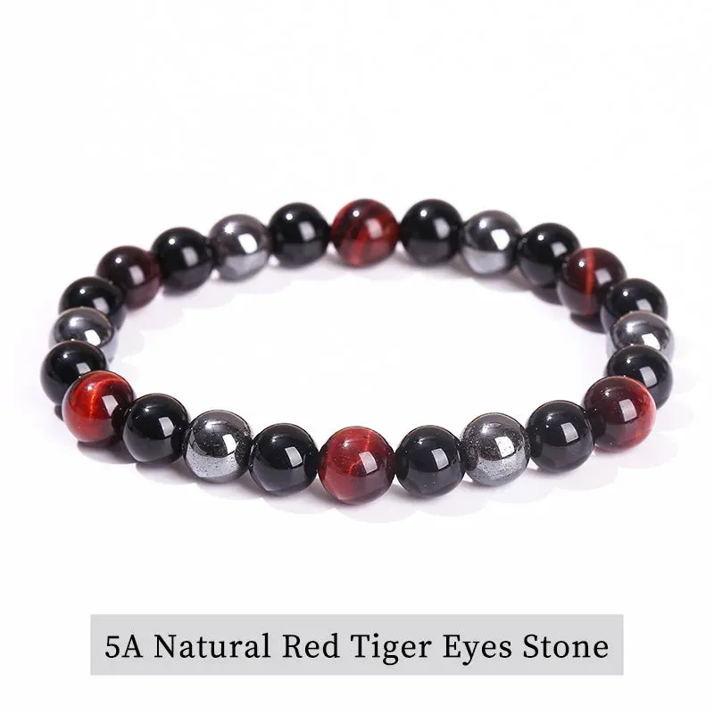 JD High Quality Blue Tiger Eye Buddha Bracelets Women Men Natural Stone Round Bead Stretch Yoga Meditation Bangles Jewelry Gift