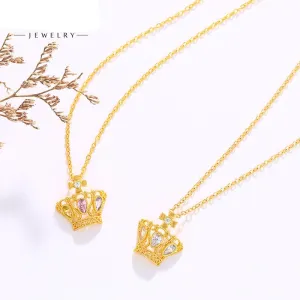 Jewelry fashion light luxury exquisite crown sweater chain niche design colorful artificial gemstone necklace jewelry