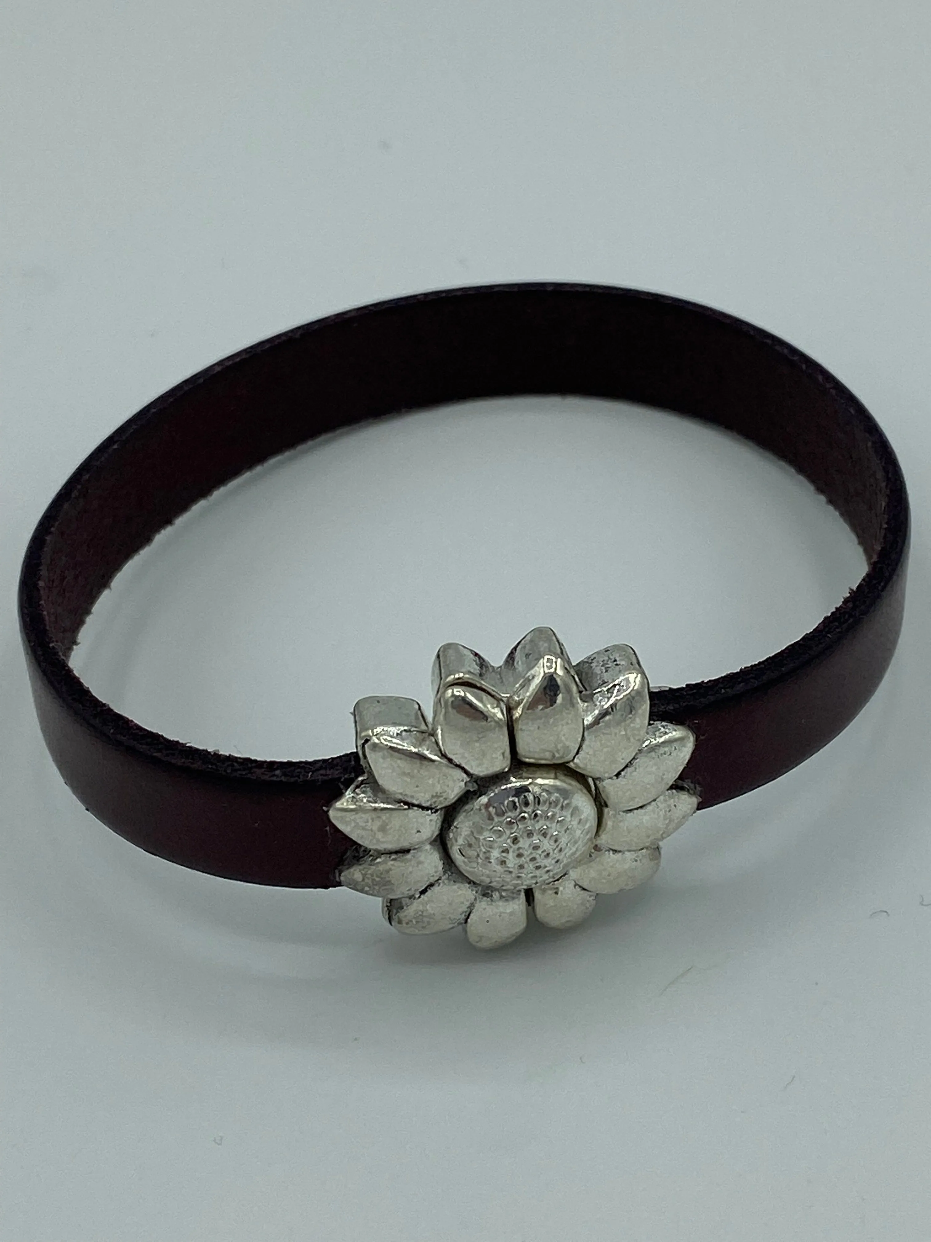 Jewelry: Leather Sunflower Bracelet