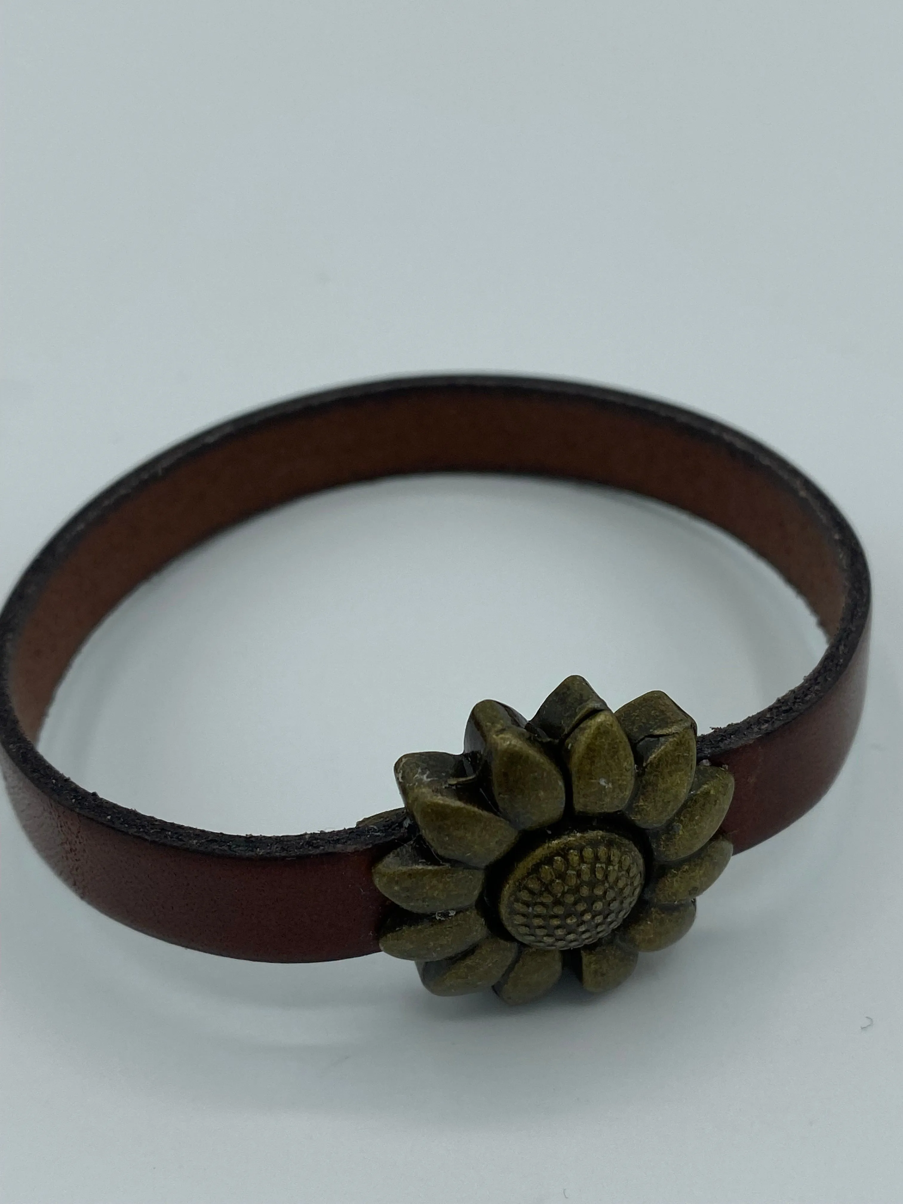 Jewelry: Leather Sunflower Bracelet