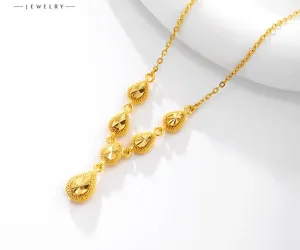 Jewelry plated 24K gold alloy car flower drop necklace women's niche fashion retro temperament wedding jewelry