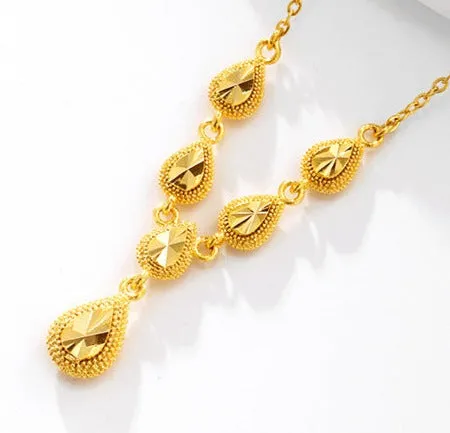 Jewelry plated 24K gold alloy car flower drop necklace women's niche fashion retro temperament wedding jewelry