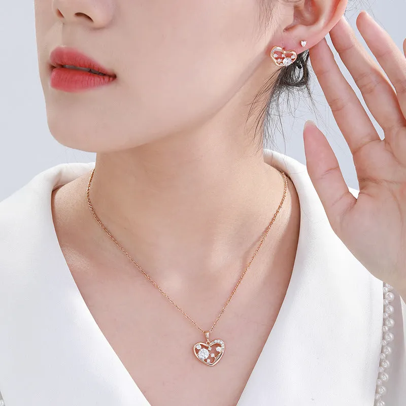 Jewelry set, heart-shaped pendant earrings, Korean high-end love earrings, fashion jewelry, Mother's Day gift