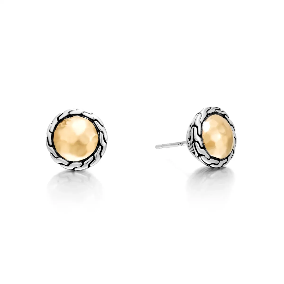 John Hardy Classic Chain Silver & 18K Gold Round Stud Earrings