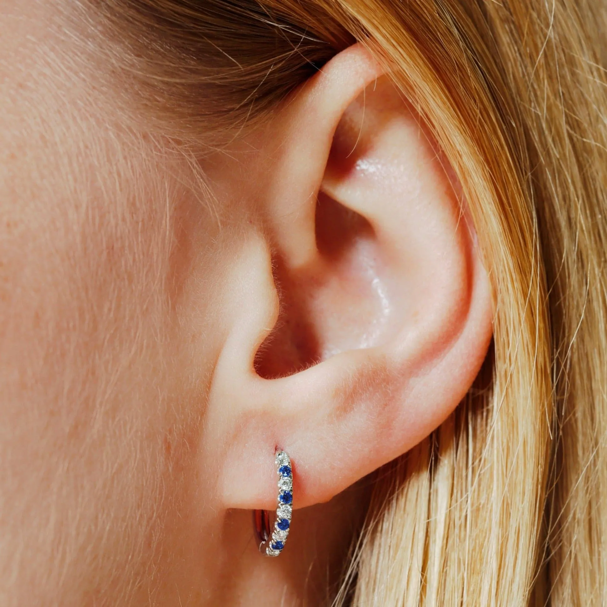 Julia | 9ct White Gold 0.18ct tw Lab Grown Diamond and Created Sapphire Earrings