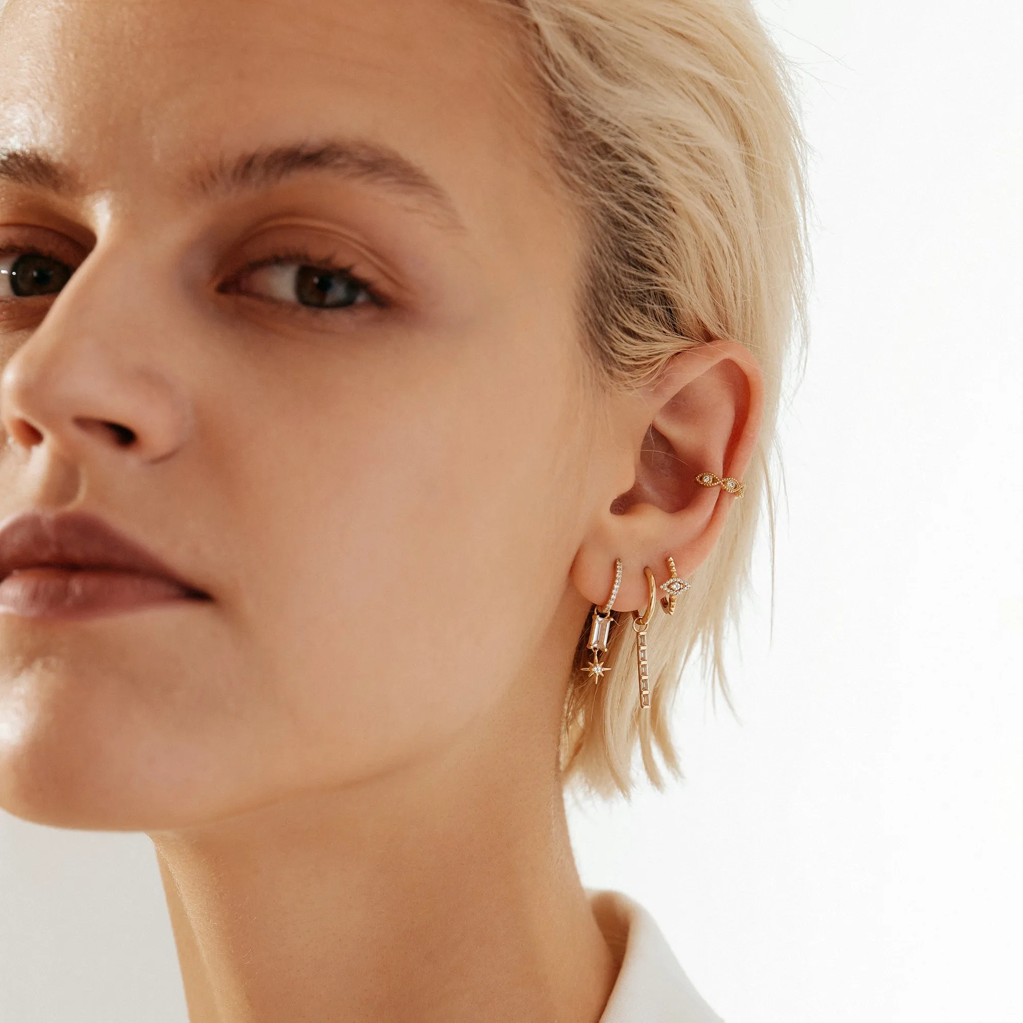 KEREN | White Sapphire Evil Eye Ear Cuff