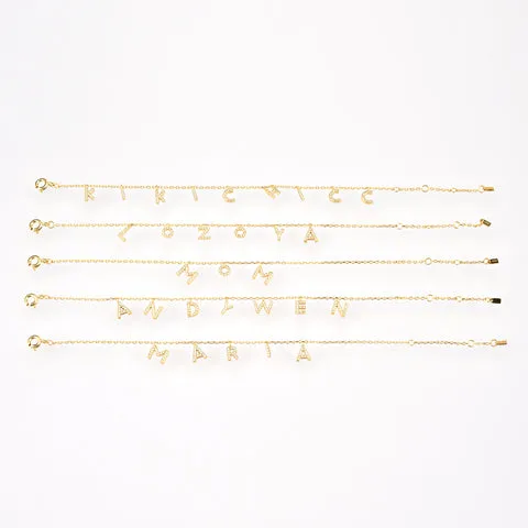 KESLEY NEW Name Bracelets 925 Sterling Silver Letter Name Initial Alphabet Personalize Bracelet