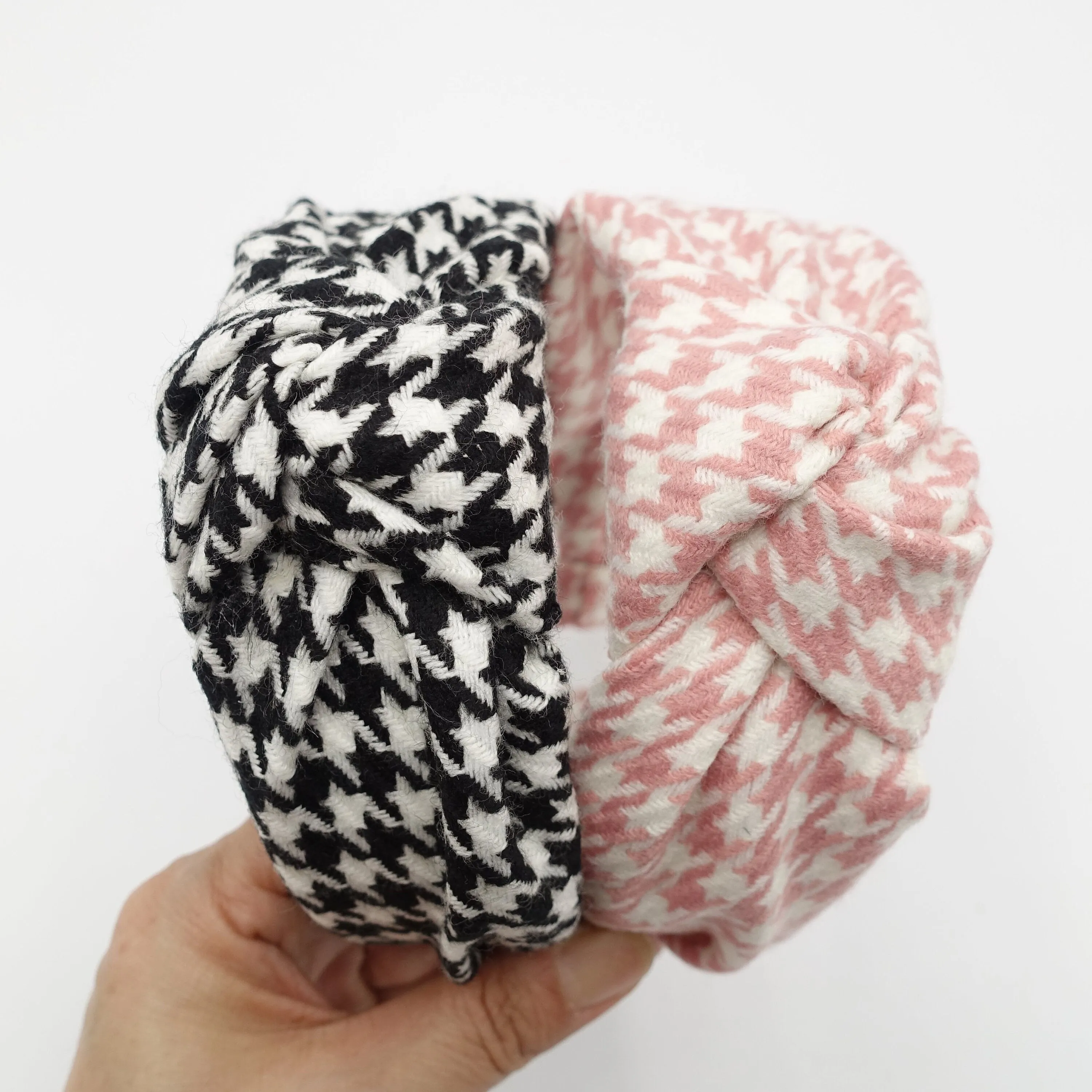 knotted headband houndstooth hairband large pattern headband women hair accessory