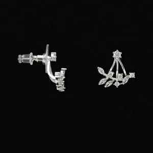 Ladies Silver Stud Earrings with Ear Enhancer