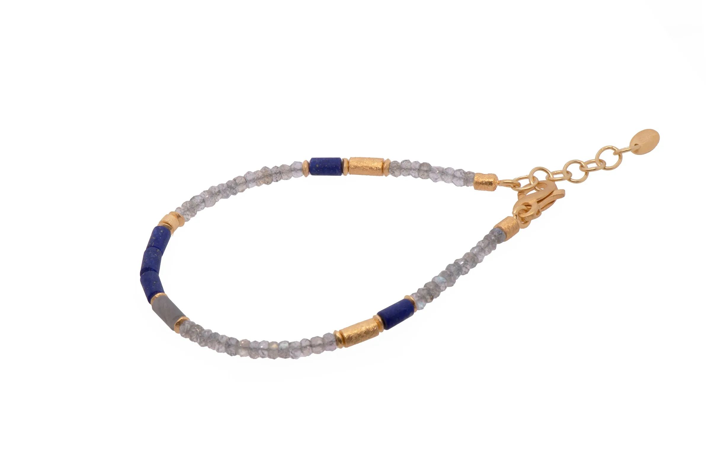 Lapis and Labradorite Bracelet 24K Fair Trade Gold Vermeil