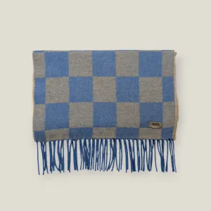 Lapis Lazuli Merino Check Scarf