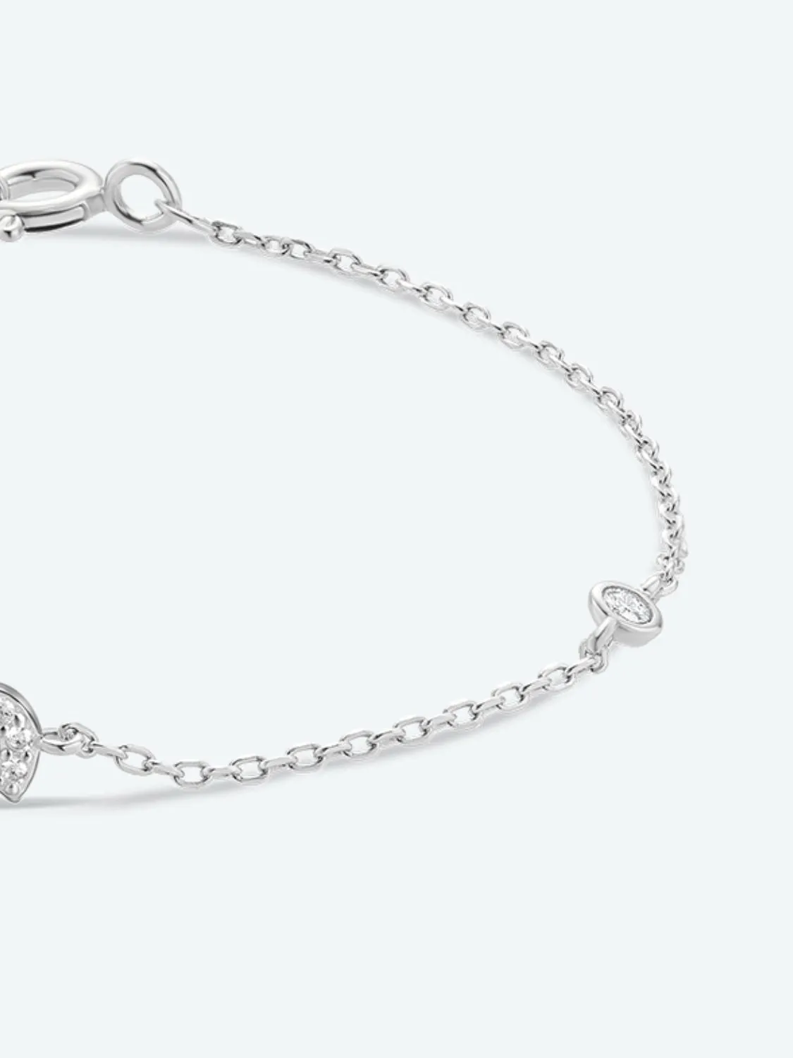 Letter Initial Bracelet, Q To U Zircon 925 Sterling Silver Bracelet