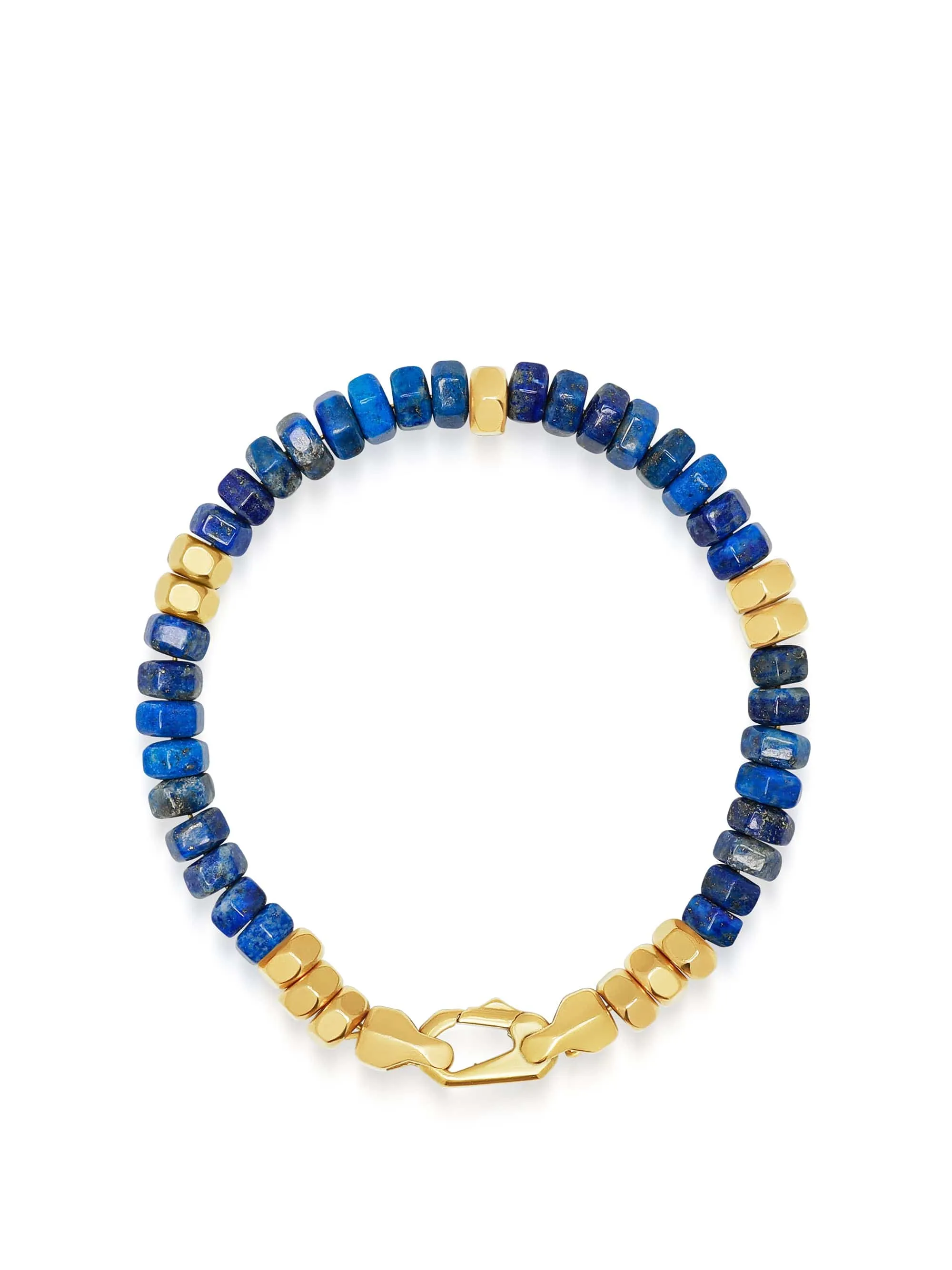 Men's Hexagon Beaded Bracelet with Blue Lapis and Gold