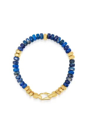 Men's Hexagon Beaded Bracelet with Blue Lapis and Gold