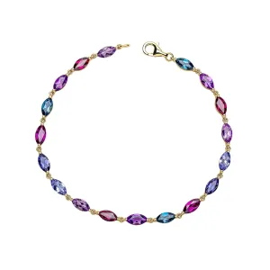 MILENA Semi-Precious Navette Tennis Bracelet in 9ct Gold
