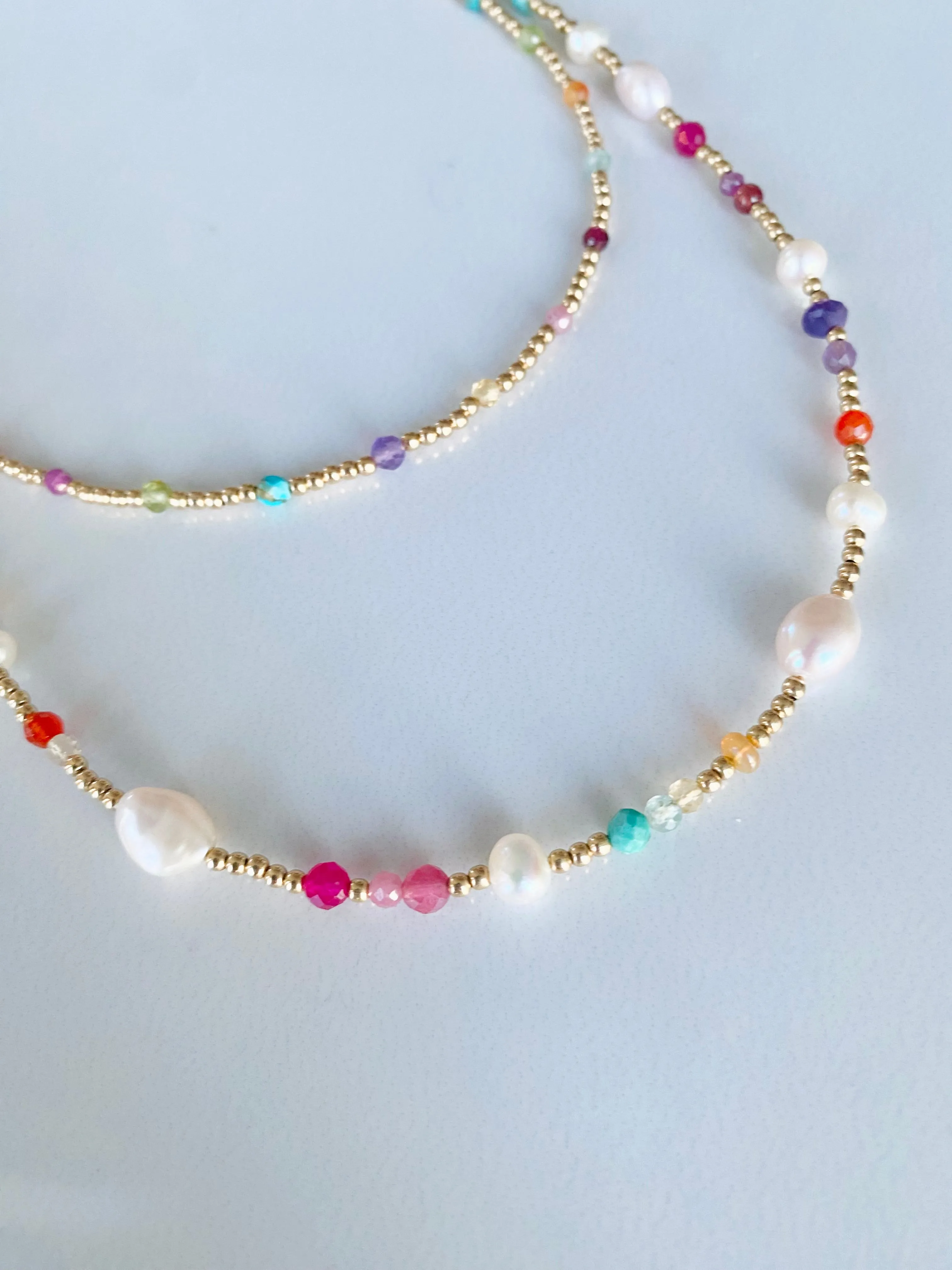 Mixed Gemstone & Pearl Necklace