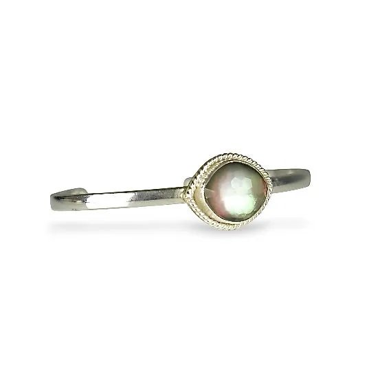 MOTHER OF PEARL HIMALAYAN QUARTZ STERLING CUFF BRACELET