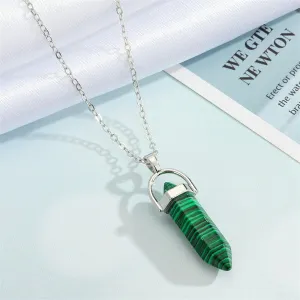N2007 Silver Green Black Stripes Imitation Stone Necklace with FREE Earrings