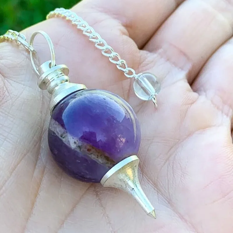 Natural Gemstone Sphere Dowsing Pendulum