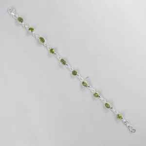 Natural Peridot 925 Sterling Silver Bracelet