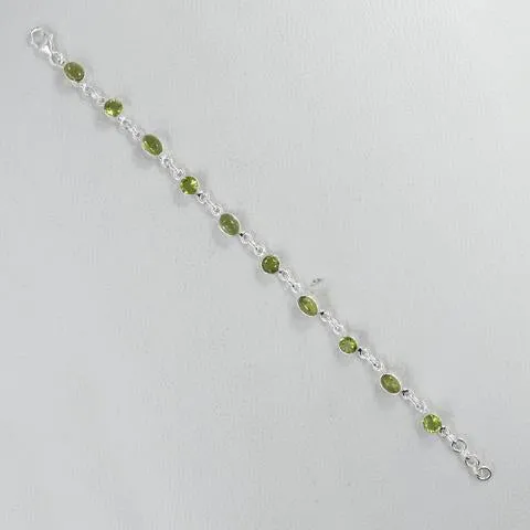 Natural Peridot 925 Sterling Silver Bracelet