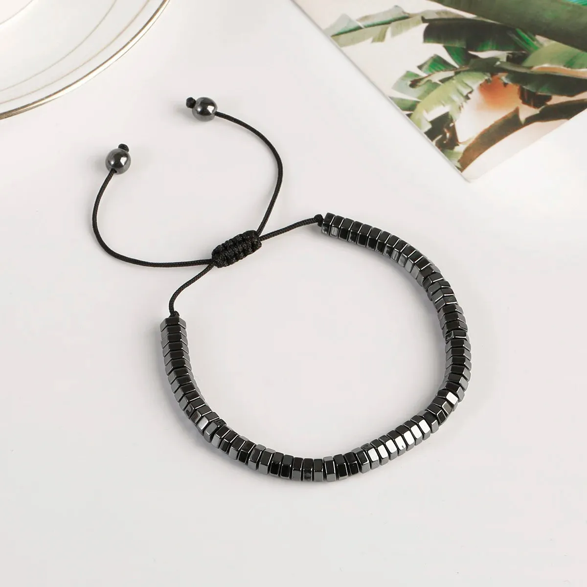 New Arrow Hematite Elastic Bracelet Men Jewelry Armband Heren Fashion Beaded Yoga Bracelet Women Bileklik