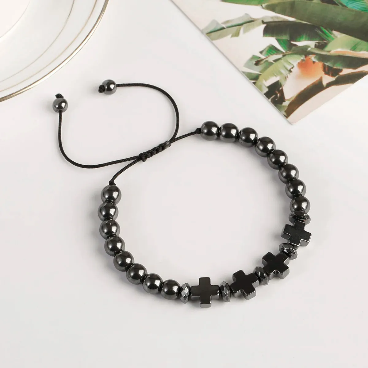 New Arrow Hematite Elastic Bracelet Men Jewelry Armband Heren Fashion Beaded Yoga Bracelet Women Bileklik