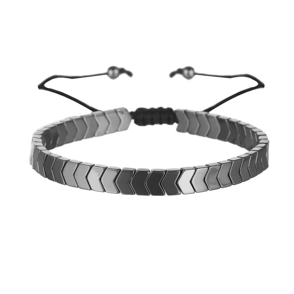 New Arrow Hematite Elastic Bracelet Men Jewelry Armband Heren Fashion Beaded Yoga Bracelet Women Bileklik
