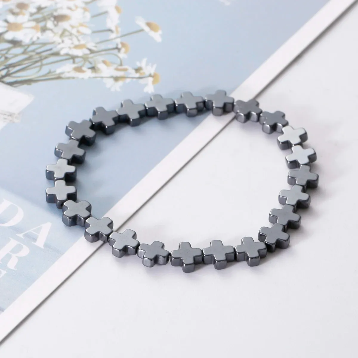 New Arrow Hematite Elastic Bracelet Men Jewelry Armband Heren Fashion Beaded Yoga Bracelet Women Bileklik