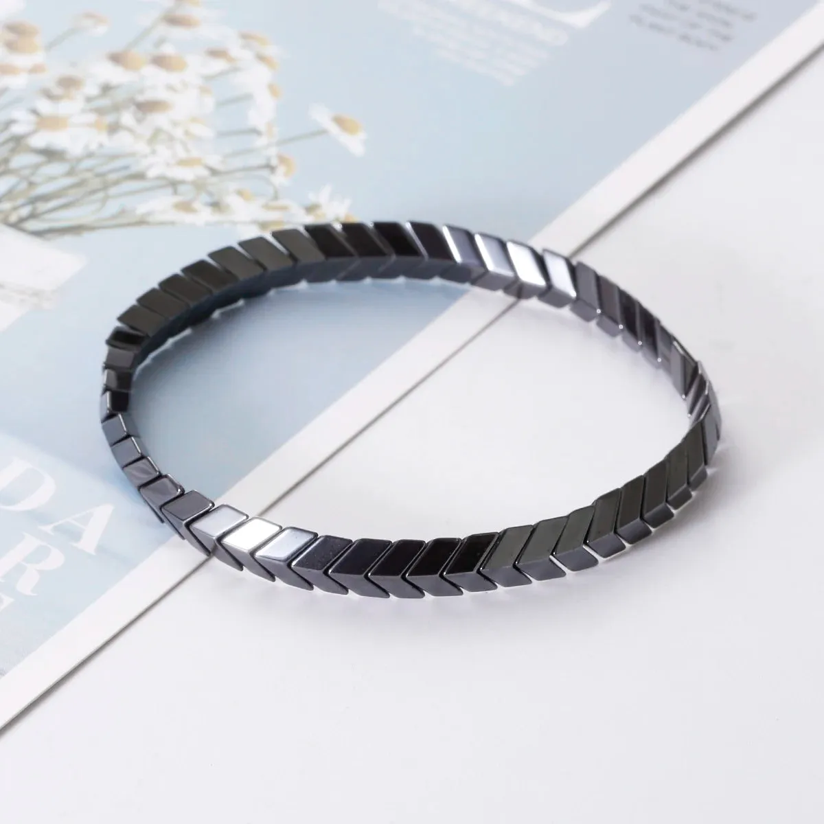 New Arrow Hematite Elastic Bracelet Men Jewelry Armband Heren Fashion Beaded Yoga Bracelet Women Bileklik