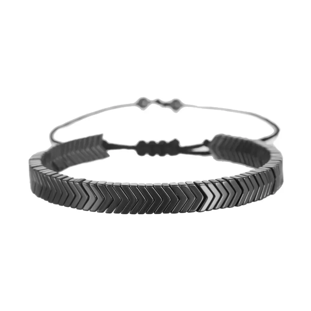New Arrow Hematite Elastic Bracelet Men Jewelry Armband Heren Fashion Beaded Yoga Bracelet Women Bileklik
