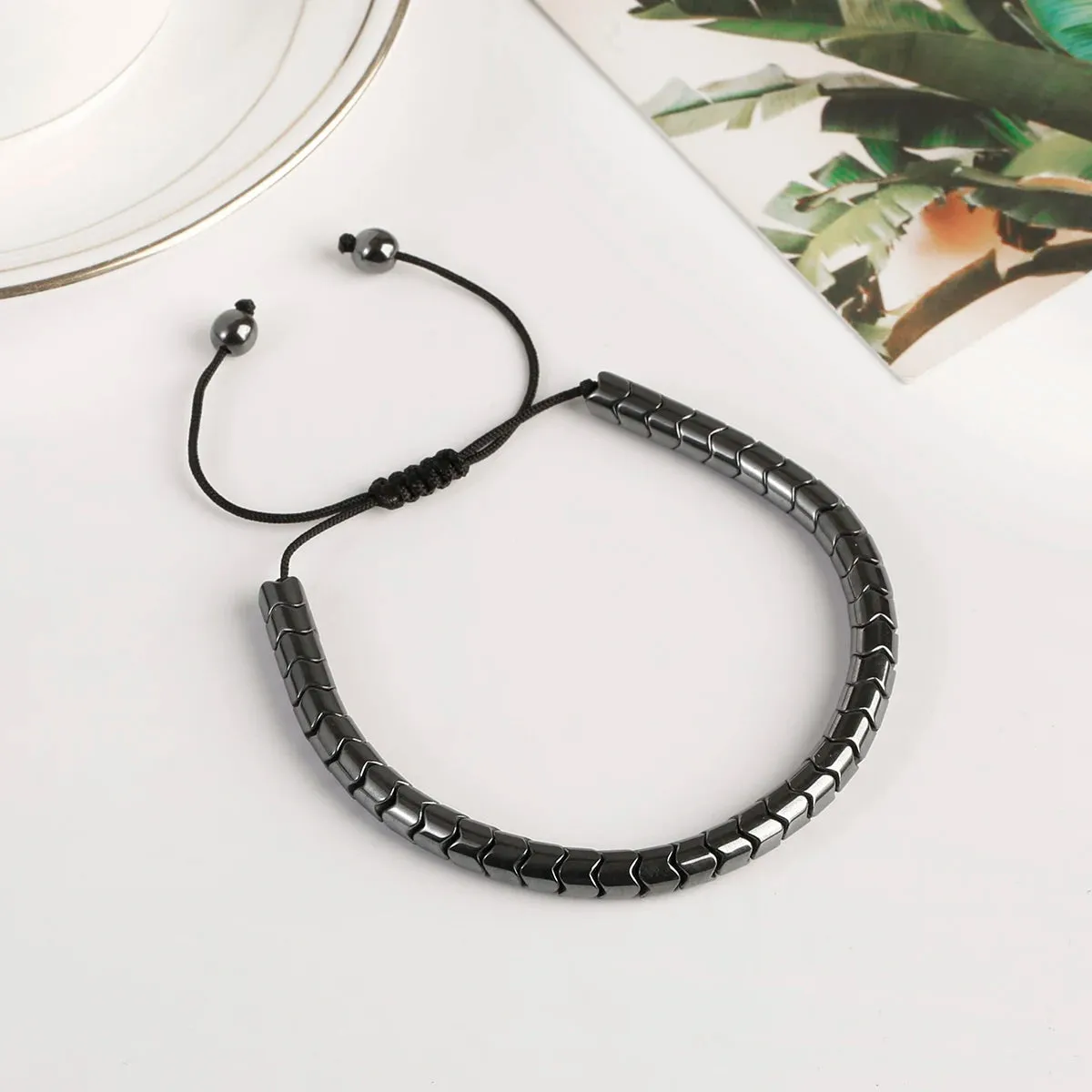 New Arrow Hematite Elastic Bracelet Men Jewelry Armband Heren Fashion Beaded Yoga Bracelet Women Bileklik