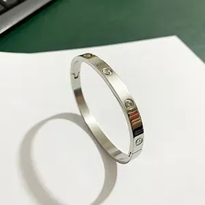 New Design Gold Color Zircon And Cross Nut Nail Bracelet & Bangle For Woman Stainless Steel Screw Brand Jewelry Dropshipping