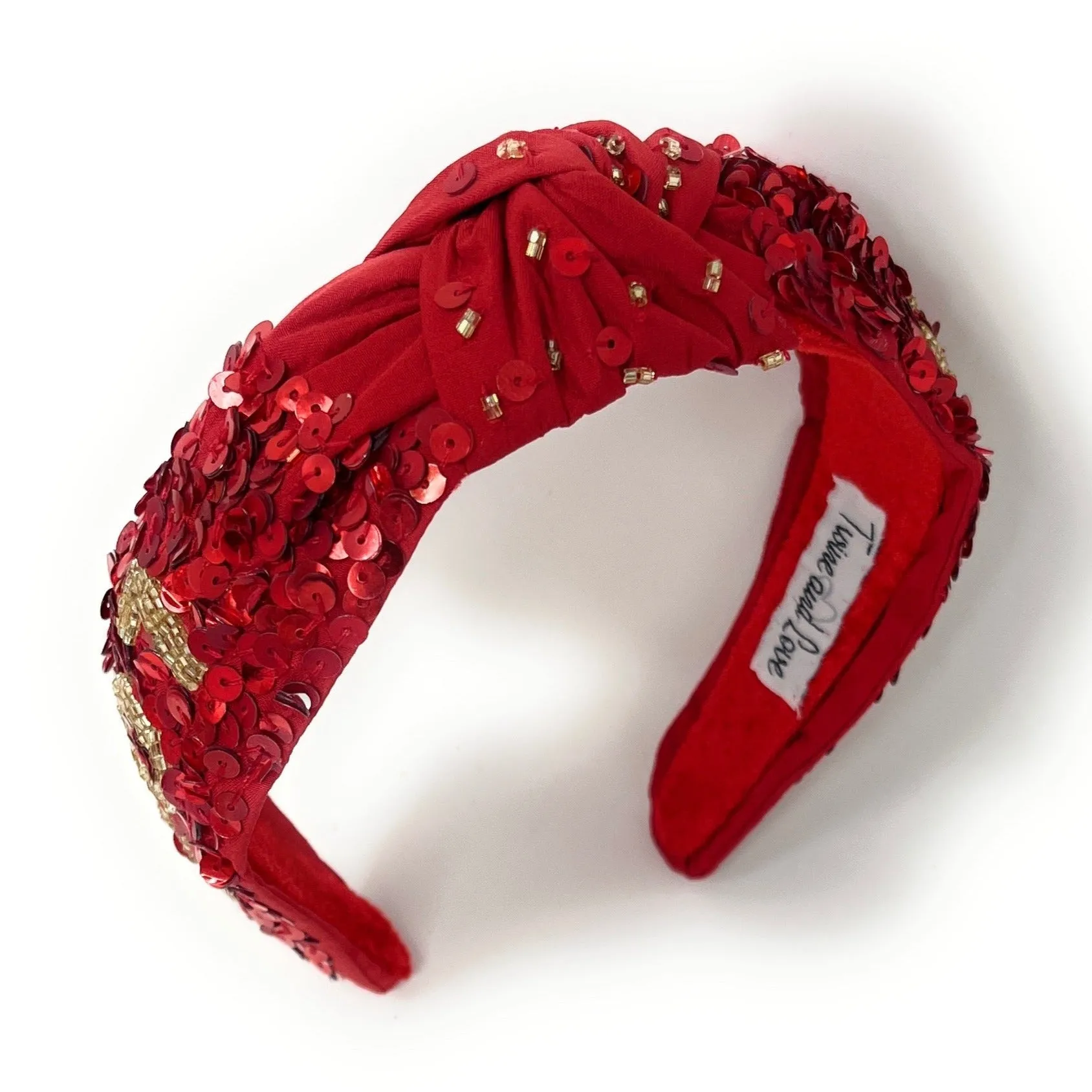 New! LOVE Sequin Red Knot Headband