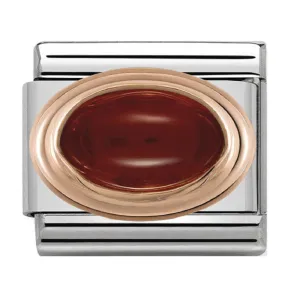 NOMINATION Charm Rose Gold Oval Garnet