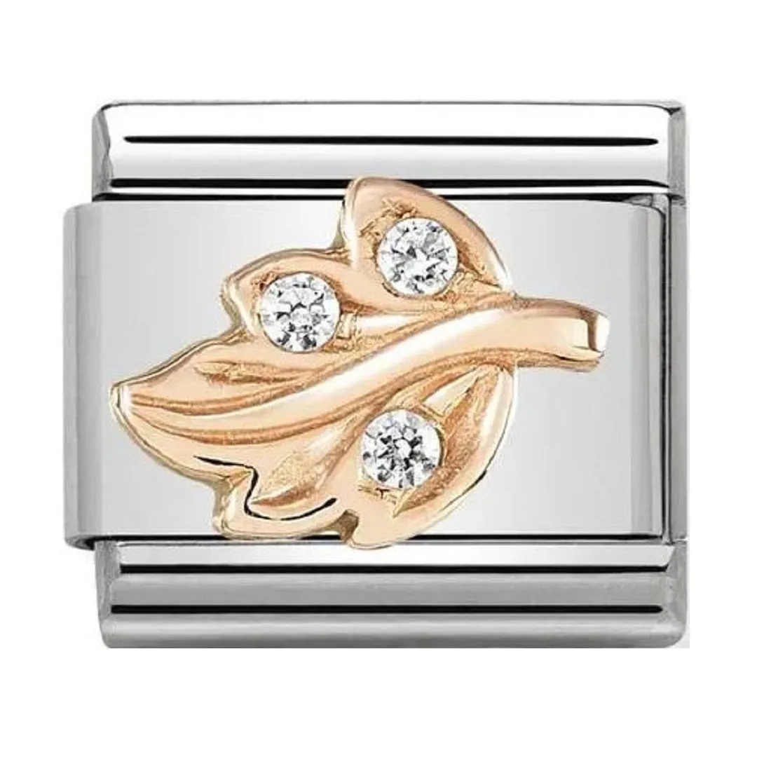NOMINATION Link Rose Gold and CZ Leaf