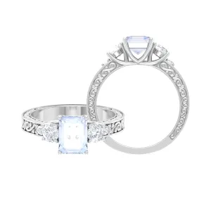 Octagon Cut Moonstone Engagement Ring with Moissanite