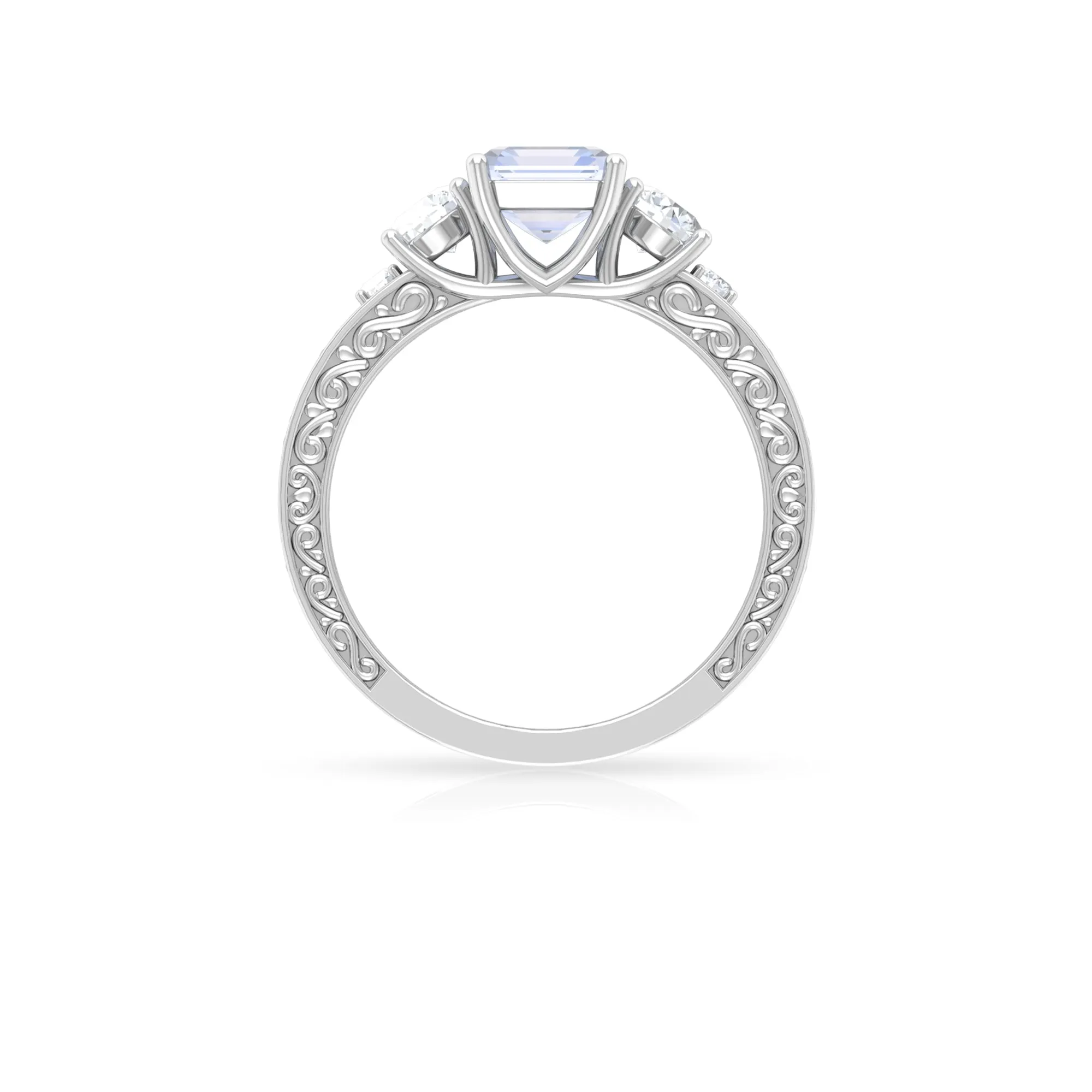 Octagon Cut Moonstone Engagement Ring with Moissanite