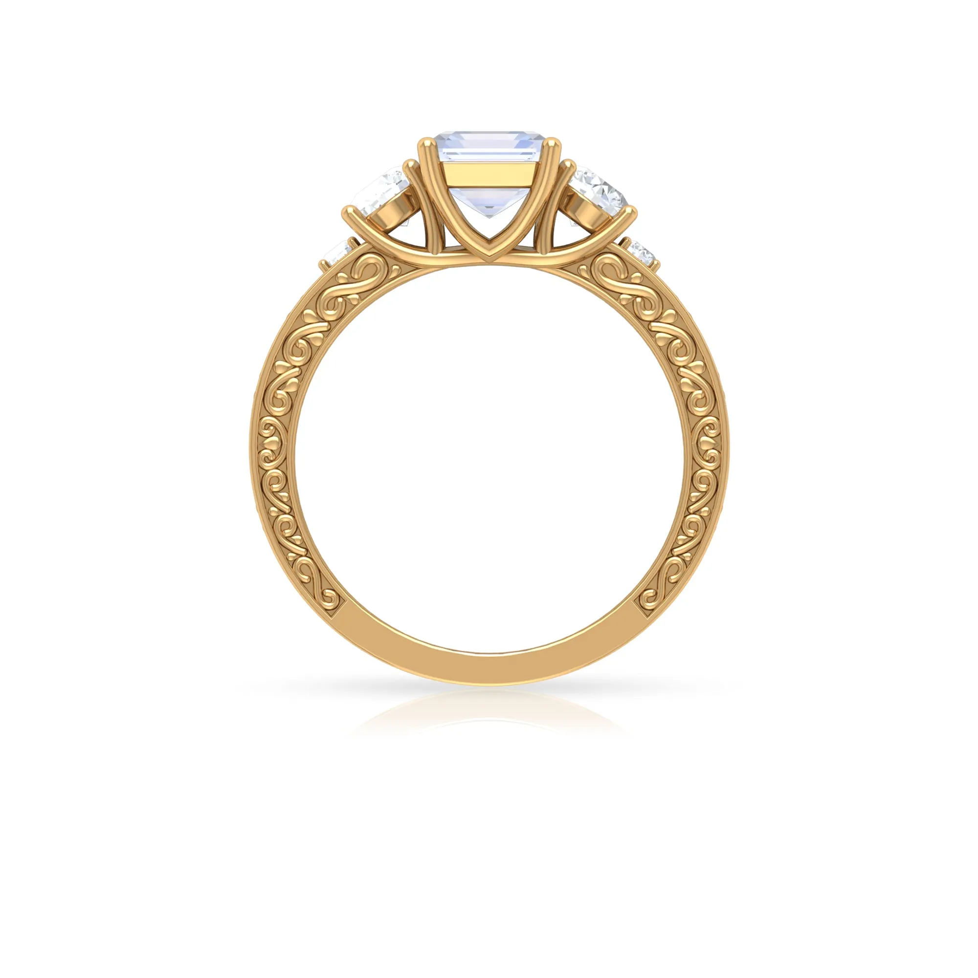 Octagon Cut Moonstone Engagement Ring with Moissanite