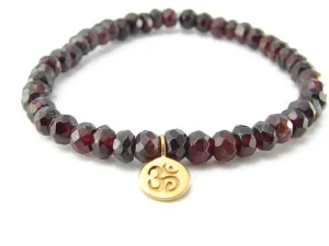 Om Bracelet | Garnet Gemstone Bracelet | Love Harmony | Yoga Jewelry