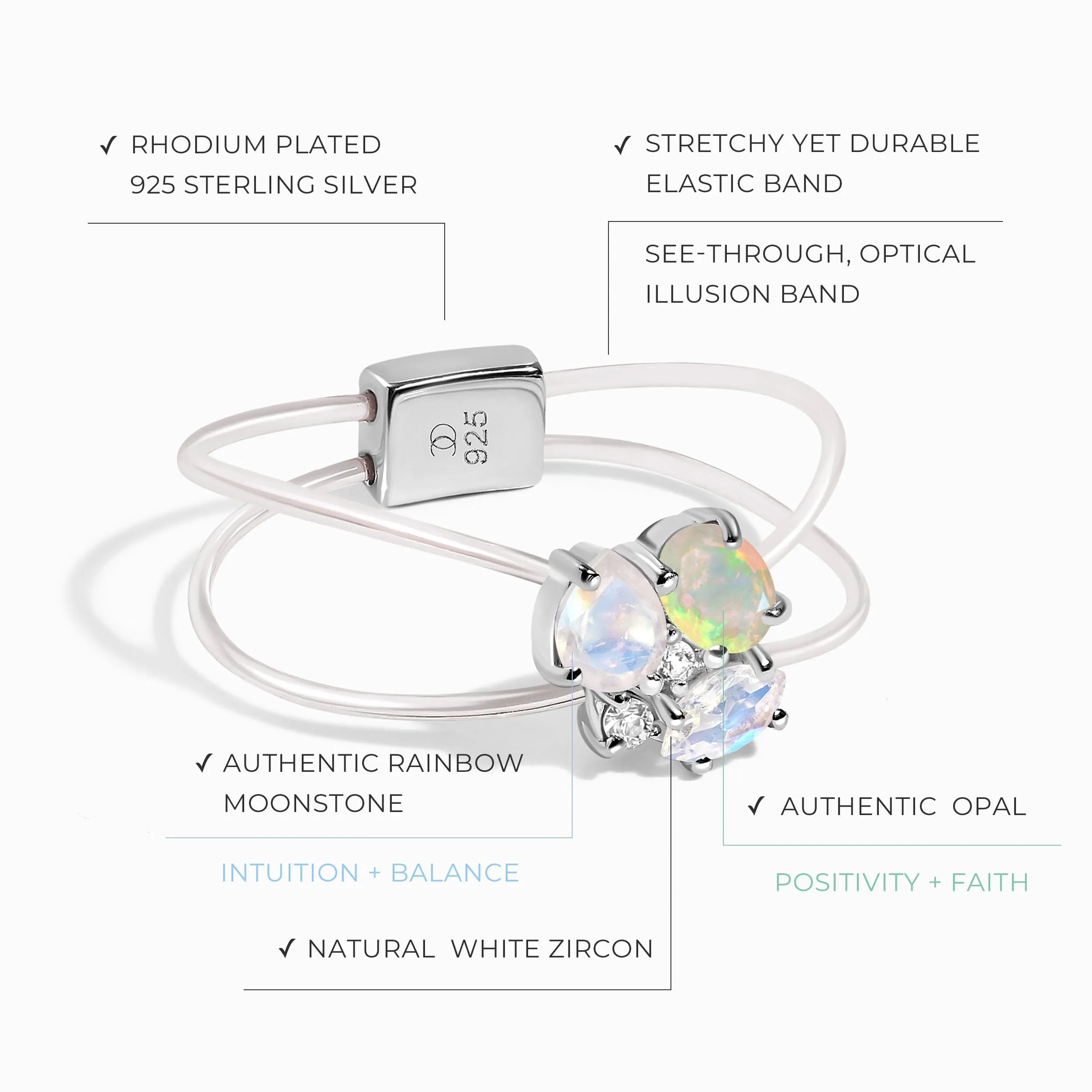 Opal Moonstone Ring - Floating Orion