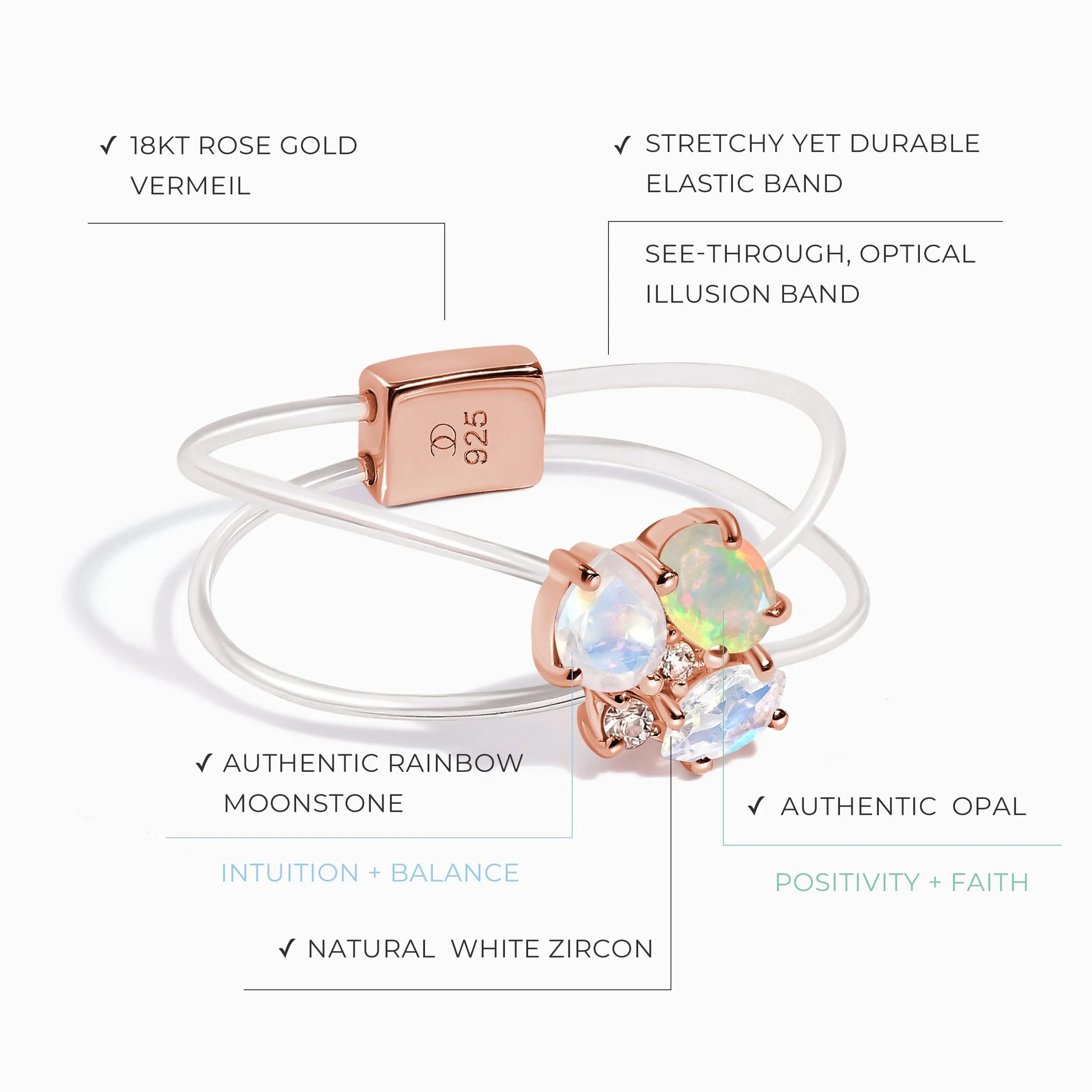 Opal Moonstone Ring - Floating Orion
