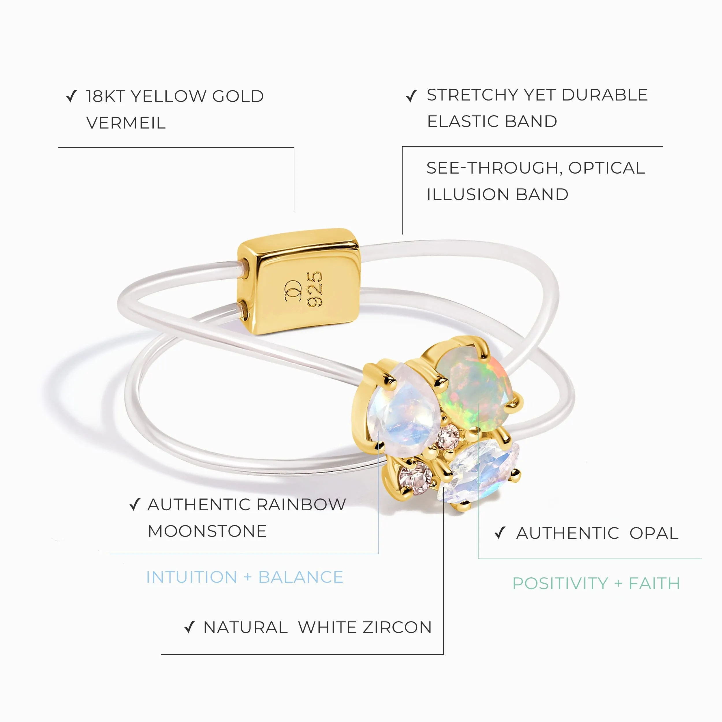 Opal Moonstone Ring - Floating Orion