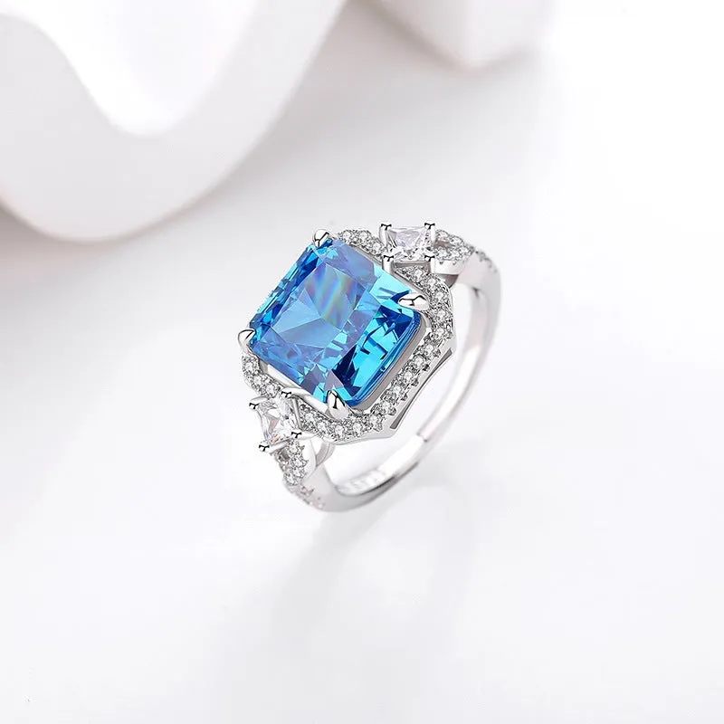 Original design S925 sterling silver ice flower cut pink zircon ring women's micro-set luxury high-end ring