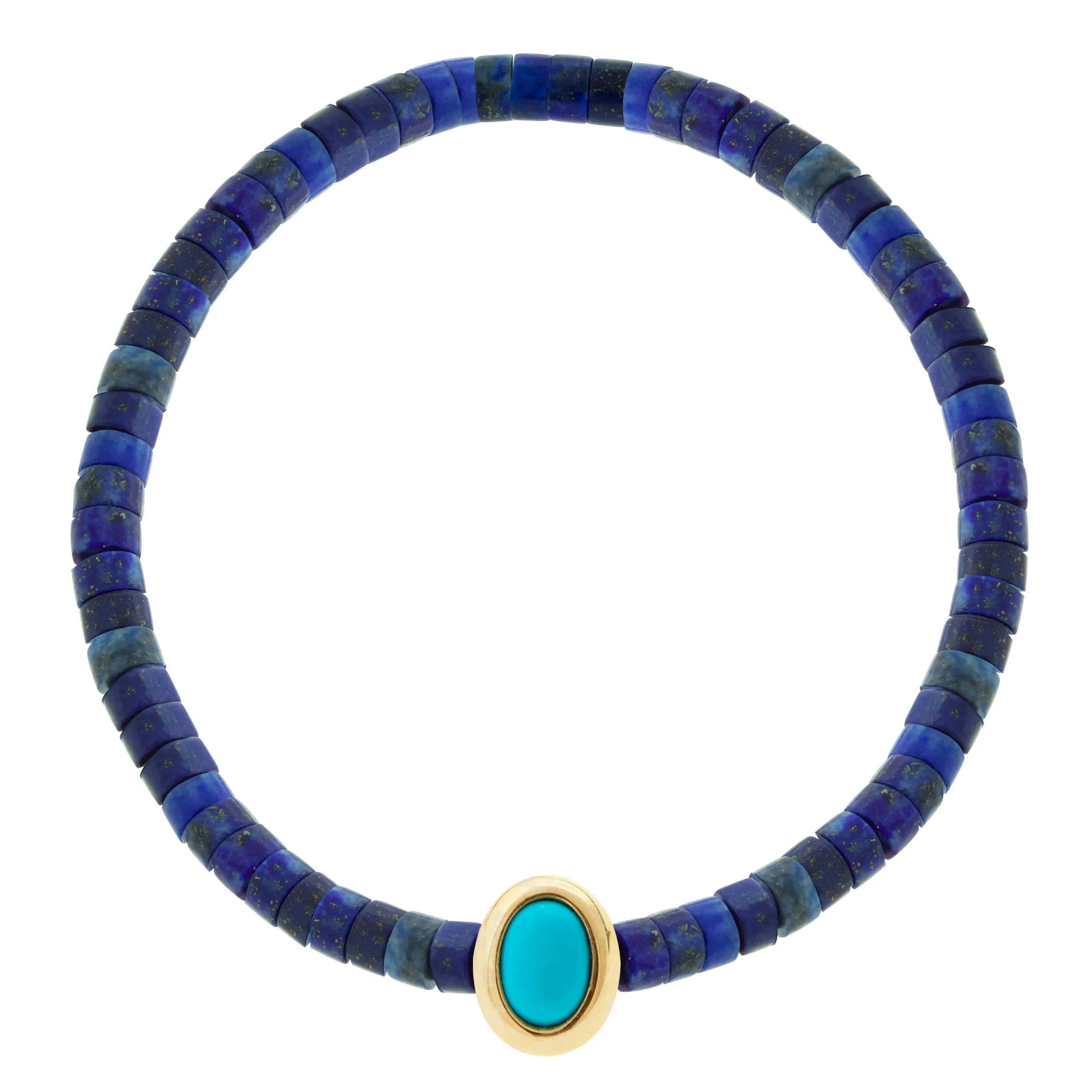 Oval Turquoise Cabochon Lapis Beaded Bracelet