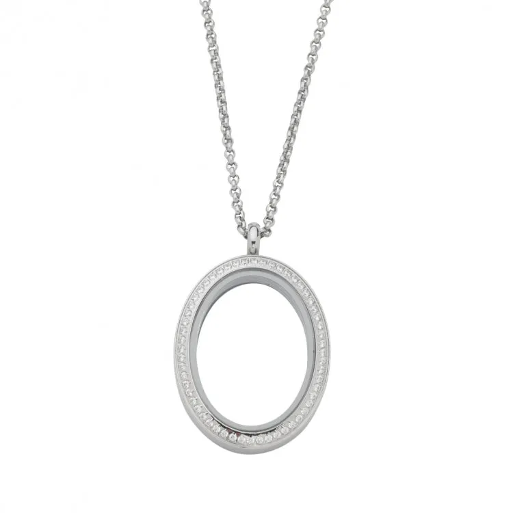 Oval White Topaz Locket With Chain