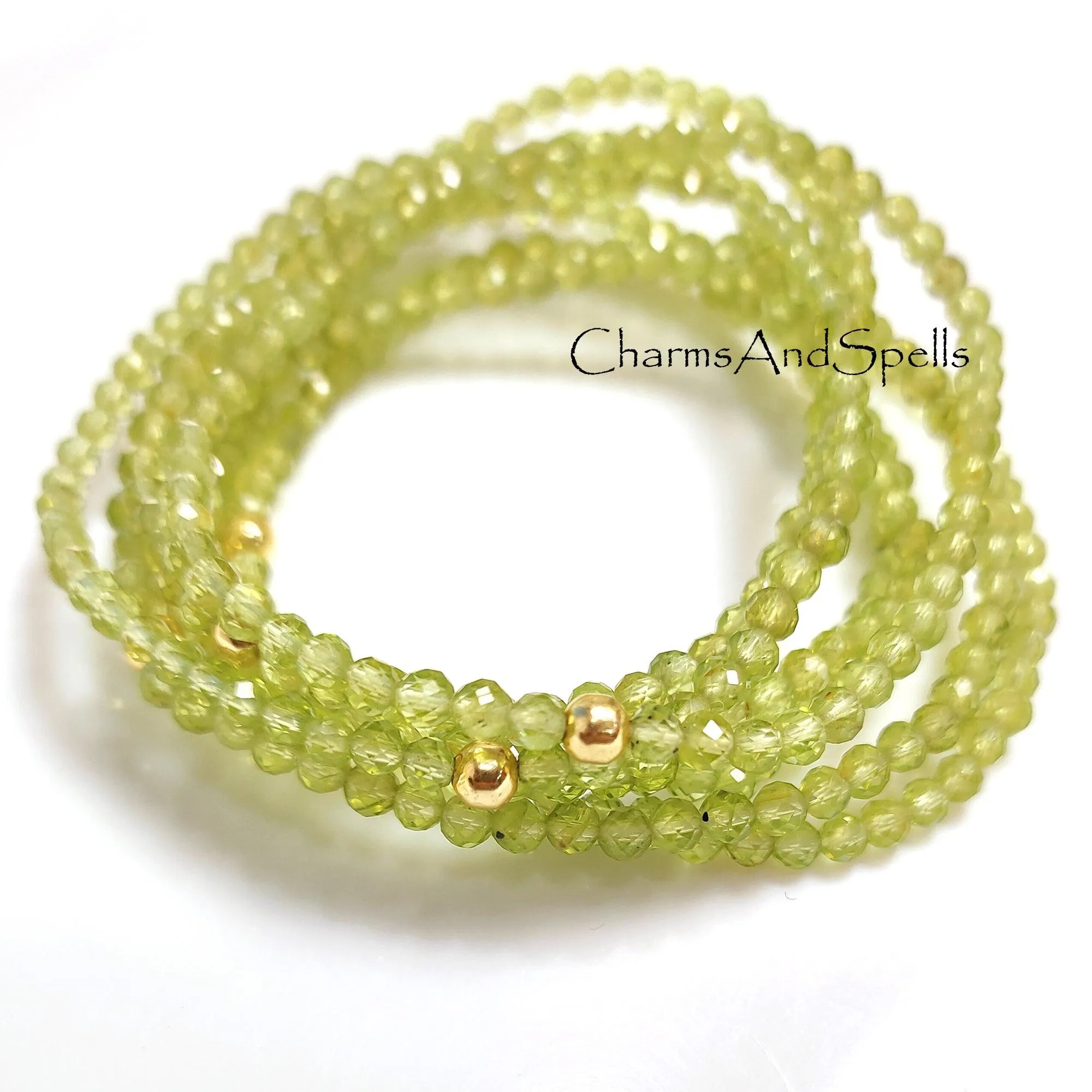 Peridot Stretch Bracelet, Delicate Beaded Peridot Elastic Jewelry, August Birthstone, Peridot Healing Crystal Bracelet, Stacking Jewelry