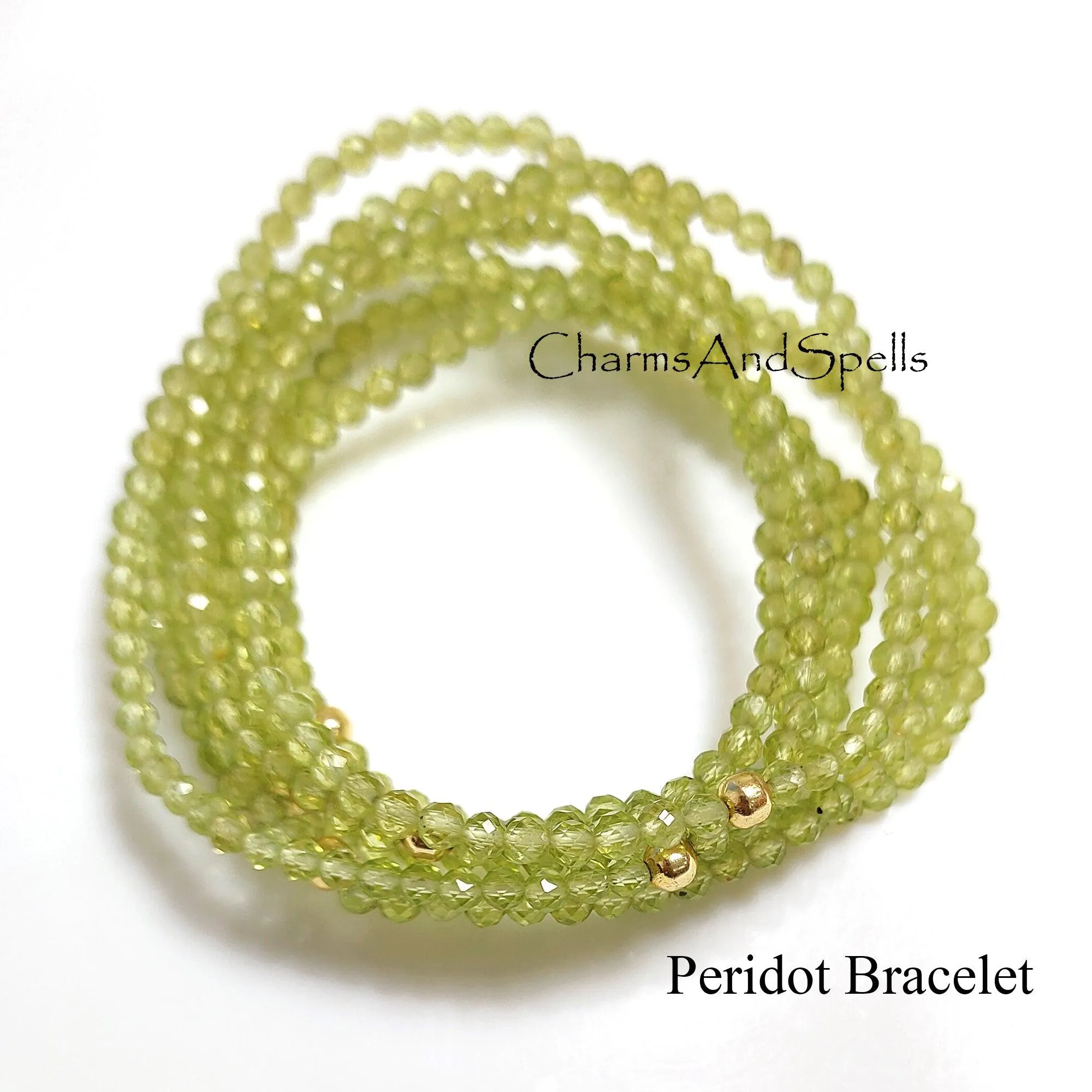 Peridot Stretch Bracelet, Delicate Beaded Peridot Elastic Jewelry, August Birthstone, Peridot Healing Crystal Bracelet, Stacking Jewelry