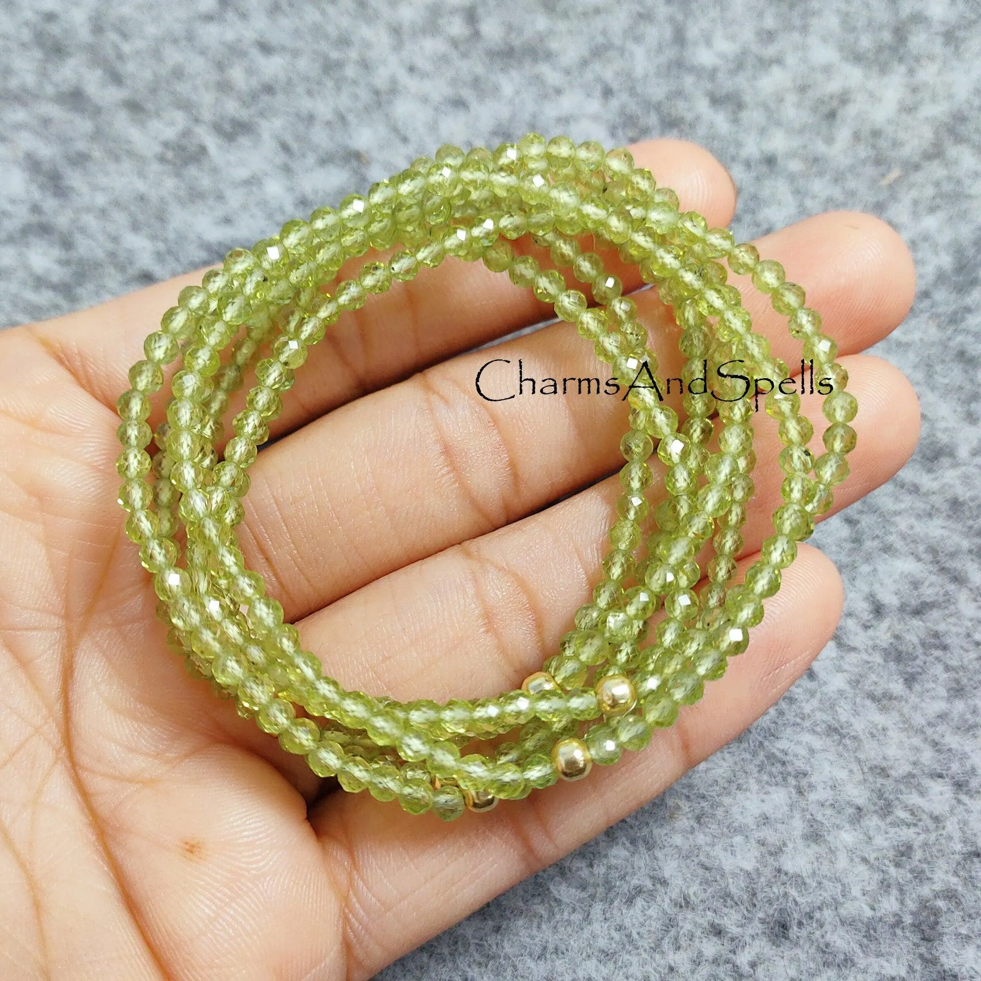 Peridot Stretch Bracelet, Delicate Beaded Peridot Elastic Jewelry, August Birthstone, Peridot Healing Crystal Bracelet, Stacking Jewelry